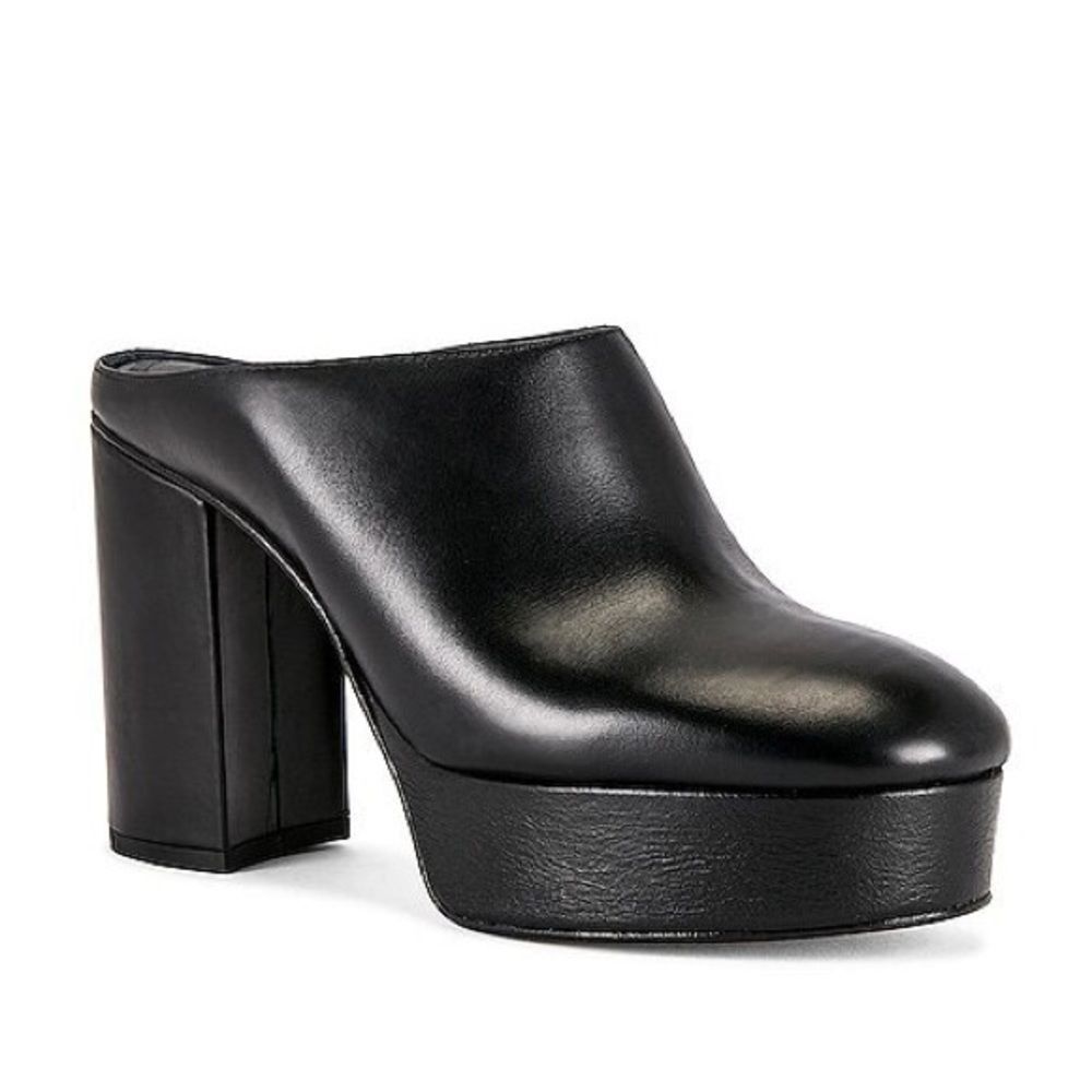 ALOHAS Clock Out Leather Block Heel Mules Clogs Black size 36 - NEW without tags